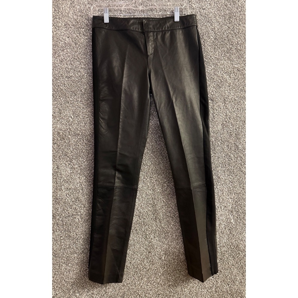 BB Dakota Leather Pants 6 Black Paneled Skinny Trousers Edgy Sexy Office Siren